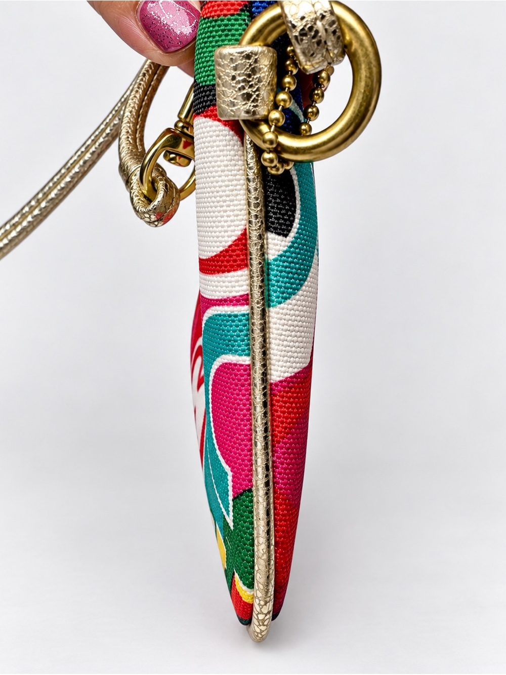 Coach Poppy Pop C Graffiti Multicolor Wristlet Metallic Gold Y2K - Picture 7 of 12